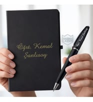 İsme Özel Metal Kalem Ve Ajanda Kapaklı Defter - Erkek Kadın Hediye Seti