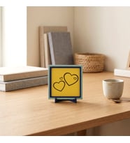 Sevgi Temalı İkili Kalp Motifli Çağdaş Masaüstü Süs, Modern Dekorasyonu Tamamlayan Estetik 10x10 cm