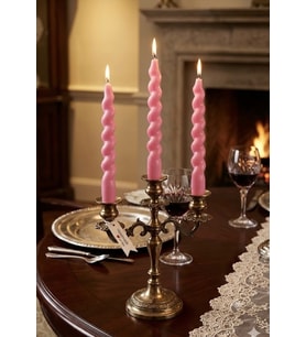 Burgu Şamdan 3'lü Mum - Mumelia Candles Doğal Soya Kutulu Dekoratif Mum - Pembe