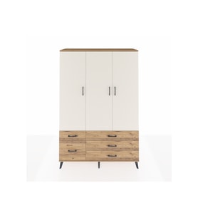 Hyperion Dolap 5 Raflı 5 Çekmeceli Tek Askılı 132x44x195 Çam-Aytaşı/Çam