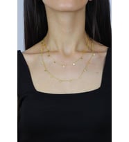 Pullu 90 cm Altın Yaldızlı Gümüş Kolye 7261