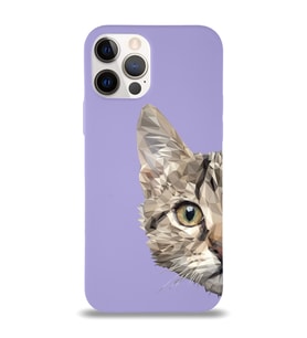 Apple iPhone 12 Pro Uyumlu Lansman Kılıf Catface Tasarımlı Altı Kapalı İçi Kadife Kaplı  Kapak (Şeffaf)