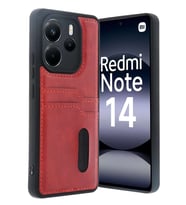 Redmi Note 14 4G Kılıf Sara Kartvizitli Deri Kılıf - Kırmızı