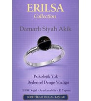 Sertifikalı Psikolojik Yük Bedensel Denge Yüzüğü - Damarlı Siyah Akik Ayarlamalı Akrep Oğlak Kova (Çok Renkli)