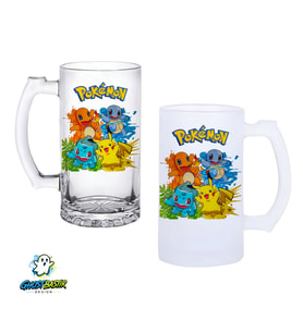 Pokemon Kulplu Bira Bardağı Buzlu veya Şeffaf Seçenekli 0341