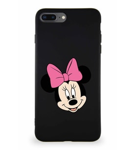 Apple iPhone 7 Plus Soft Premier Kapak Minnie Mouse-C Tasarımlı Silikon Kılıf - Siyah (Şeffaf)