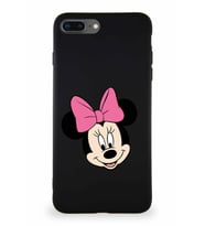 Apple iPhone 7 Plus Soft Premier Kapak Minnie Mouse-C Tasarımlı Silikon Kılıf - Siyah (Şeffaf)