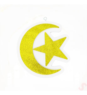Ramazan Ay Yıldız Strafor SüS, 24cm x 22cm - Altın