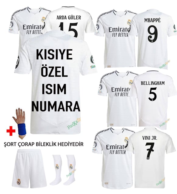Yeni Sezon Real Madrid 2025 Çocuk Forması Şort Çorap Bileklik Hediyeli