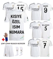 Yeni Sezon Real Madrid 2025 Çocuk Forması Şort Çorap Bileklik Hediyeli