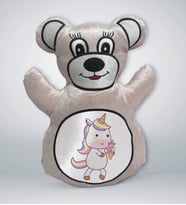 BK Gift Unicorn Tasarımlı Krem Ayıcık Yastık-1