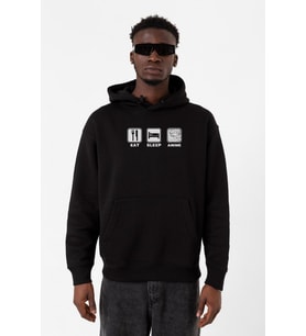 Eat Sleep Anime Siyah Erkek 3ip Kapşonlu Sweatshirt