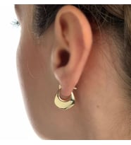 Altın Küpe 14K 585 Parlak Çanta Tasarım 1.8 cm Küpe Bombeli