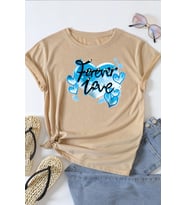 Unisex Forever Love Baskılı Oversize Tshirt (Bej)