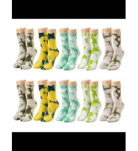 Wak Unisex Batik Desenli Çorap 10'lu Set Pamuklu Renkli Uzun Soket Dikişsiz Nefes Alan Günlük Spor Çorabı