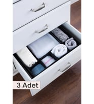 3 Adet  7 Bölmeli Çekmece İçi Düzenleyici  Organizer Siyah