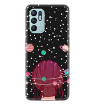 Oppo Reno 6 Kılıf Resimli Desenli Baskılı Silikon Space Woman 1311