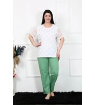 Giyim Kadın 5xl-6xl-7xl-8xl Büyük Beden Kısa Kol Pijama Takım Beyaz