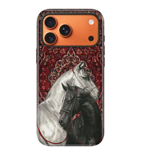 iPhone 17 Pro Velvet Kılıf Lansman İçi Kadife Temalı Desenli Silikon Ottoman Horse