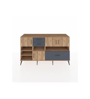 Kronos Konsol 7 Raflı 3 Çekmeceli 4 Kapaklı 176x59x99 Çam-Çam/Antrasit