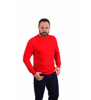ESER - Bisiklet Yaka Sweatshirt - Cepli - Kırmızı