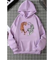 Unisex Tiger Baskılı Sweatshirt (Lila)