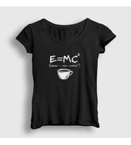 Presmono Kadın Siyah Emc2 Science Albert Einstein T-Shirt 332483tt