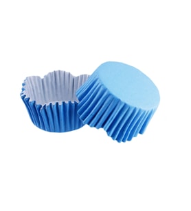 Cupcake Kalıbı Pet Kapsül Dalgalı Kek Kalıbı 65X38 MM (100 Adet)  Mavi
