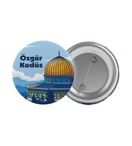 Özgür Kudüs Filistin Çanta Rozeti 20 Adet En Büyük Boy 5.8cm İğneli Broş