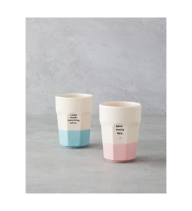 Shine Day Seramik 2'li Bardak 280 ml Pembe - Mavi