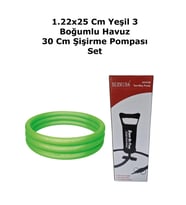 1.22x25 Cm Yeşil 3 Boğumlu Havuz 30 Cm Şişirme Pompası Set