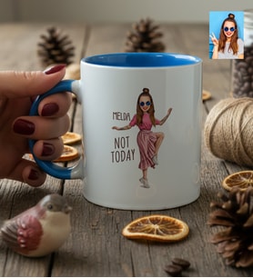 Kişiye Özel Karikatürlü Not Today Motivasyon Kupa Bardak Doğum Günü Hediyesi
