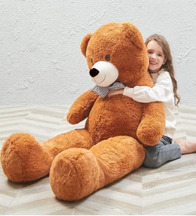 SOLE 160-170 cm Papyonlu DEV Boy Peluş Ayı - % 100 YERLİ (Kahverengi)