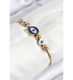 316L Çelik Göz Charm Model Gold Renk Kadın Bileklik 5886 - 1OL6110-9567