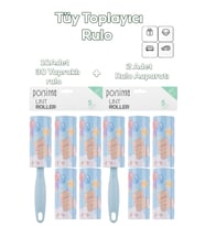 Porsima 3105 Kedi Köpek Tüy Toplayıcı Rulo + 10 Adet Rulo + 2 Adet Tutma Aparatı Toplam 300 Yaprak Mavi