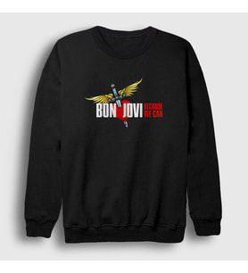 Presmono Unisex Siyah We Can Bon Jovi Sweatshirt 20415tt