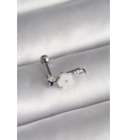 316L Çelik Gümüş Renk Zirkon Taş Detay Beyaz Çiçek Model Tragus Piercing - TJ-PR1357