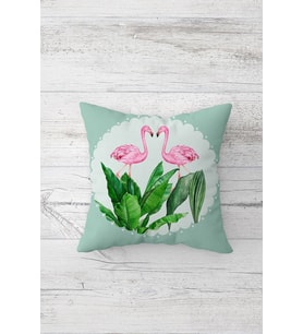 Flamingo Çift Tarafı Baskılı Gizli Fermuarlı Yastık Kılıfı Kırlent Koltuk Yastık Kılıfı (Mint-Pembe)