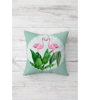 Flamingo Çift Tarafı Baskılı Gizli Fermuarlı Yastık Kılıfı Kırlent Koltuk Yastık Kılıfı (Mint-Pembe)
