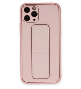 Newface Apple iPhone 11 Pro Kılıf Coco Deri Standlı Kapak - Pembe