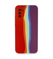 Samsung Galaxy A03s Kılıf Ebruli Lansman Silikon - Kırmızı-mor