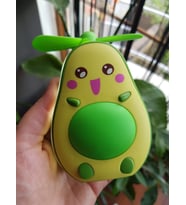 Sevimli Avokado Tasarımlı Led Işıklı USB Kablolu Mini Fan I Masa Üstü Ve Boyun İpli Vantilatör (Yeşil)