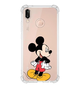 Huawei P20 Lite  Köşe Korumalı Antişok Kapak Mickey Mouse Tasarımlı Şeffaf  Kılıf