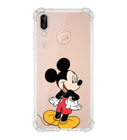 Huawei P20 Lite  Köşe Korumalı Antişok Kapak Mickey Mouse Tasarımlı Şeffaf  Kılıf