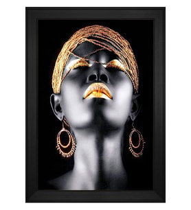 Kadın Motifli Kanvas Tablo 80 x 110 cm Siyah Çerçeve