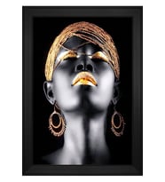 Kadın Motifli Kanvas Tablo 80 x 110 cm Siyah Çerçeve