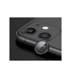 Iphone 12 Uyumlu Mini Kamera Koruyucu Lens Mercek Metal Çerçeveli 2li Set Siyah Black