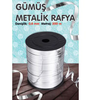 Metalik Gümüş Renk Rafya - Janjanlı Rafya - 200 mt-T382