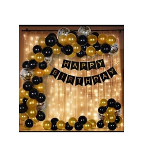 Happy Bırthday Banner Ve Doğum Günü Balon Ve Balon Zincir Set