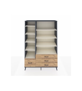 Hyperion Dolap 9 Raflı 4 Çekmeceli  132x44x195 Antrasit-Aytaşı/Çam